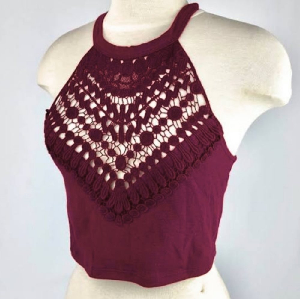 Burgundy red tank crop top